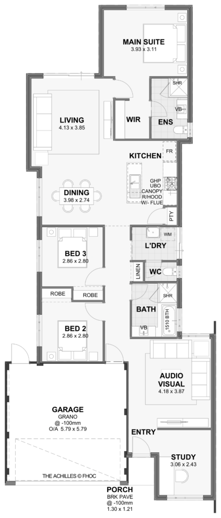 Achilles — 3x2, 10m lot home design floor plan, Perth