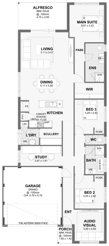 Asterix — 3x2, 12.5m lot home design floor plan, Perth