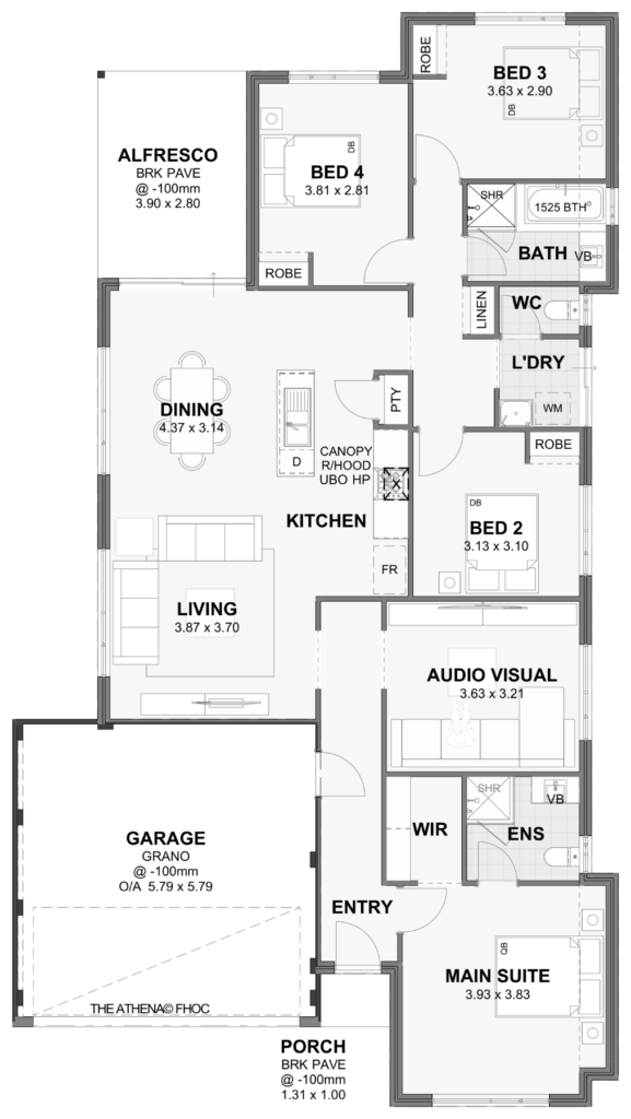 Athena — 4x2, 12.5m lot home design floor plan, Perth