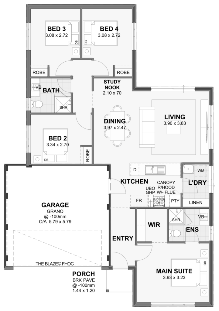 Blaze — 4x2, 12.5m lot home design floor plan, Perth