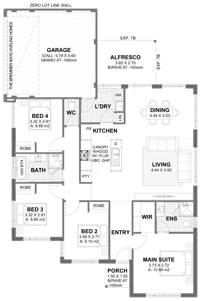 Bremer Bay — 4x2 corner lot home design floor plan, Perth