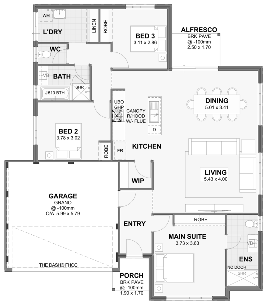 Dash — 3x2, 15m lot home design floor plan, Perth