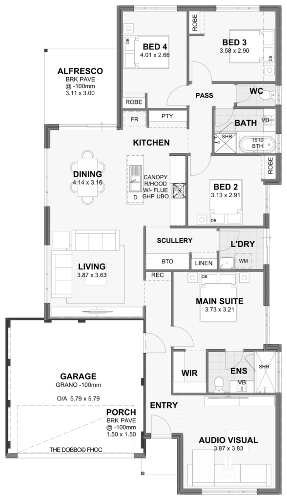 Dobbo — 4x2, 12.5m lot home design floor plan, Perth