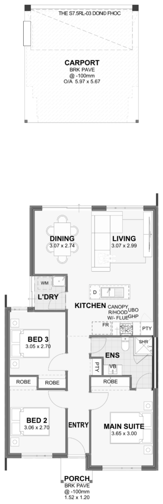 Don — 3x1, 7.5m lot home design floor plan, Perth