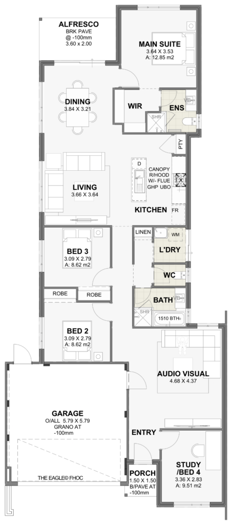 Eagle — 4x2, 10.5m lot home design floor plan, Perth
