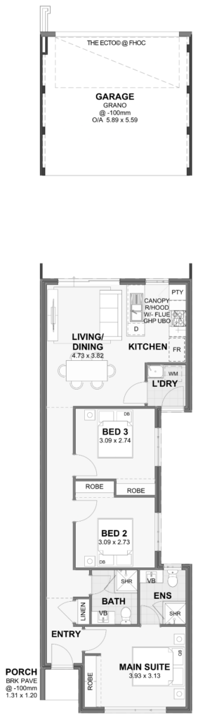 Ecto — 3x2, 6m lot home design floor plan, Perth