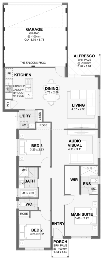 Falcon — 3x2, 10m lot home design floor plan, Perth