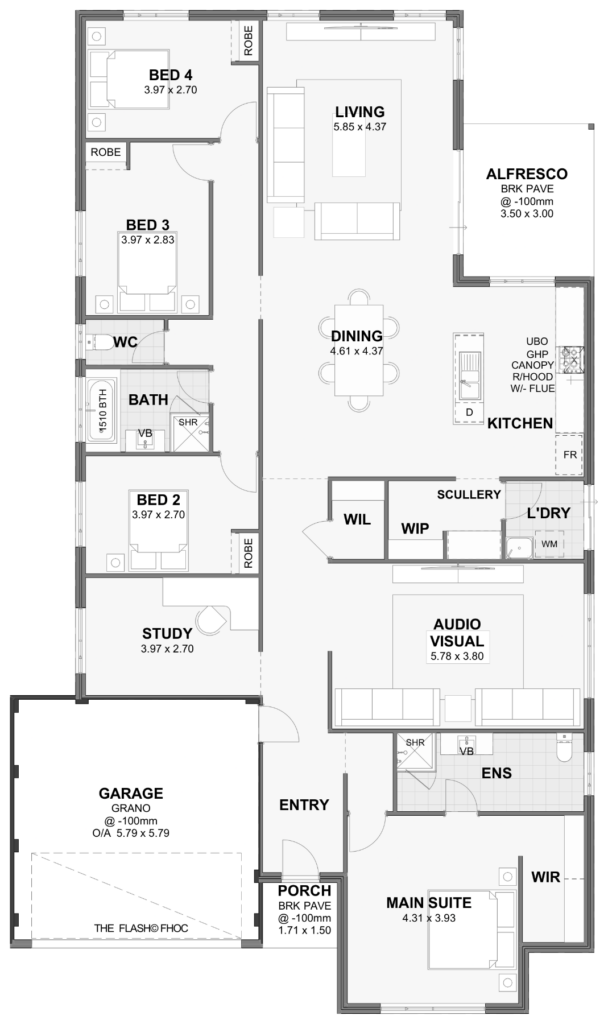 Flash — 4x2, 15m lot home design floor plan, Perth