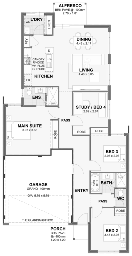 Guardian — 4x2, 10.5m lot home design floor plan, Perth
