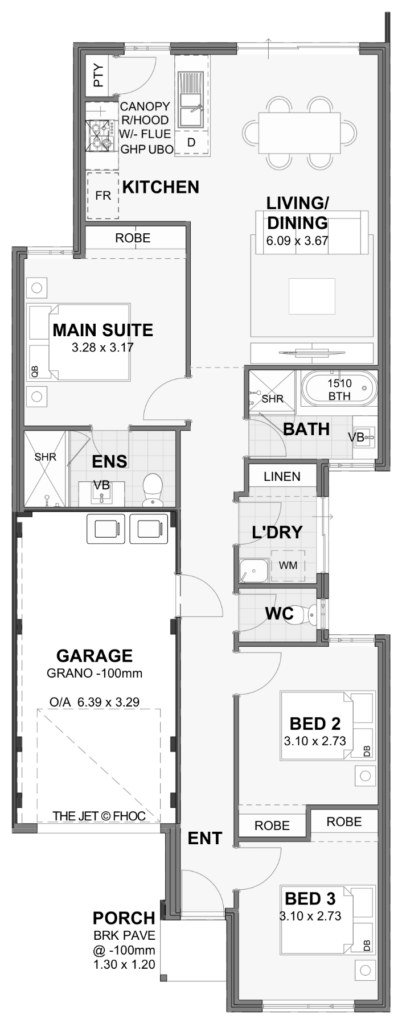 Jet — 3x2, 7.5m lot home design floor plan, Perth