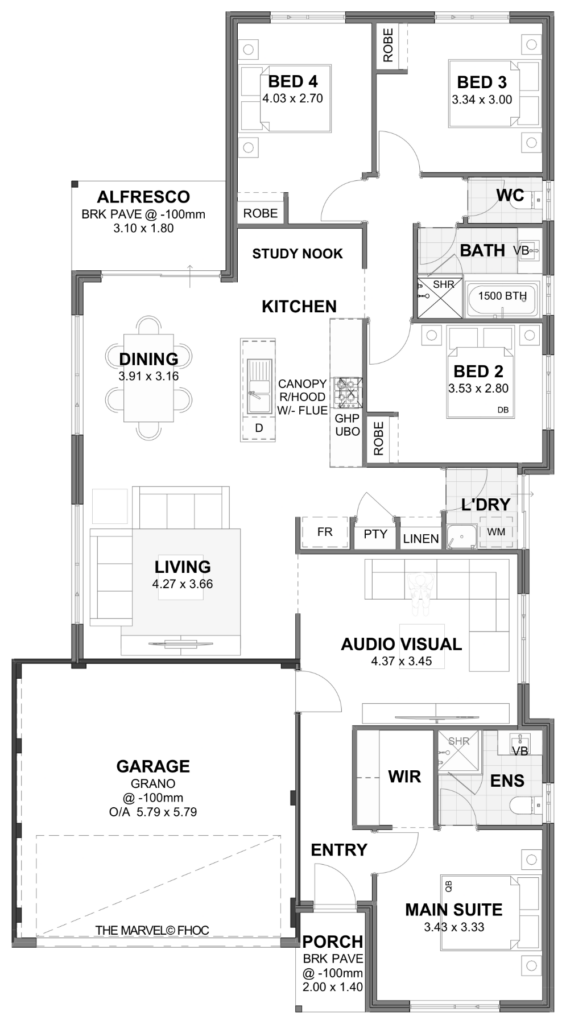 Marvel — 4x2, 12m lot home design floor plan, Perth
