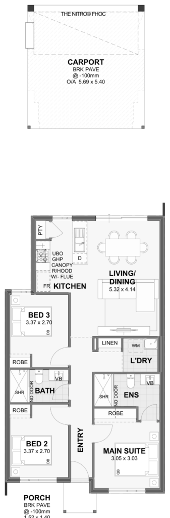 Nitro — 3x2, 7.5m lot home design floor plan, Perth