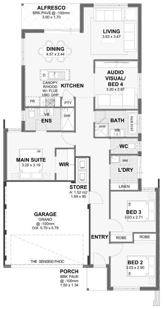 Sensei — 3x2, 10.5m lot home design floor plan, Perth