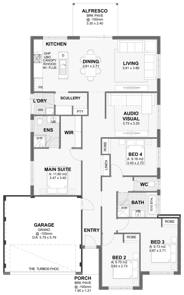 Turbo — 4x2, 15m lot home design floor plan, Perth