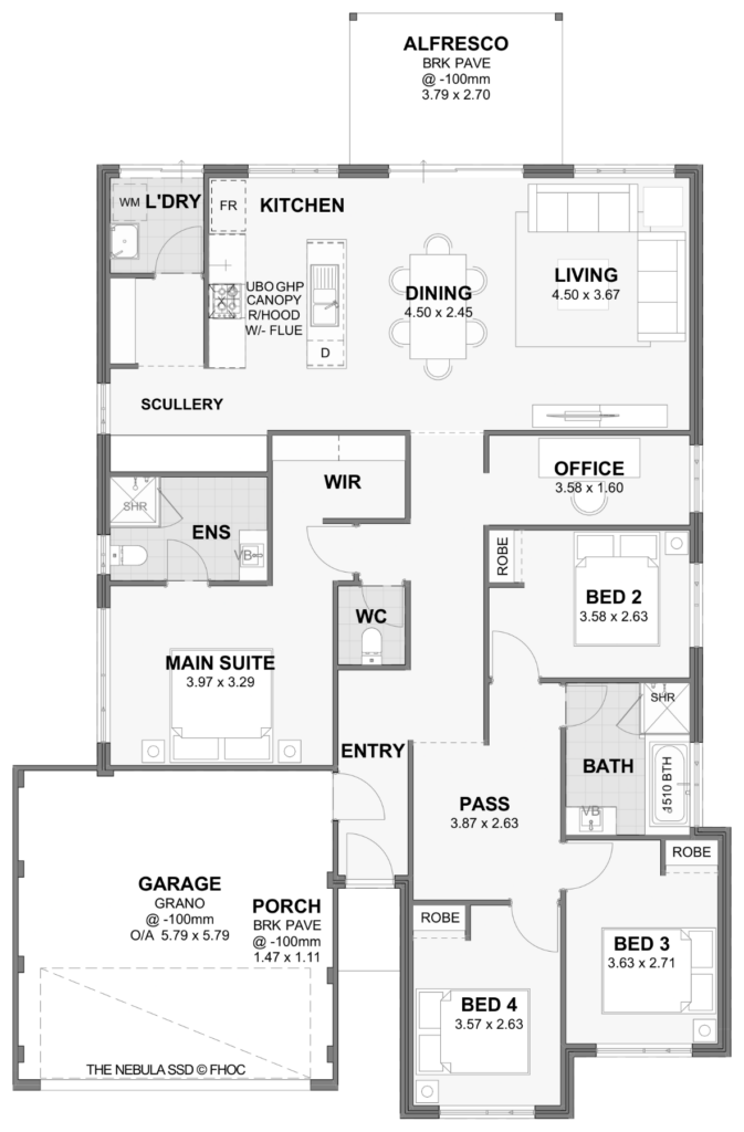 Nebula — 4x2, 12.5m lot home design floor plan, Perth