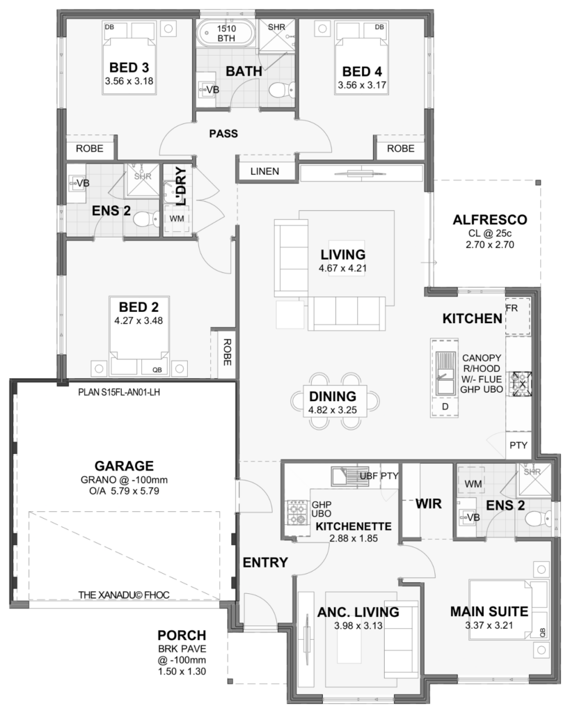Xanadu — 4x3, 15m lot home design floor plan, Perth