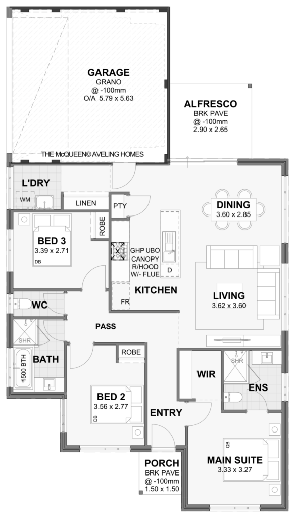 McQueen — 3x2 corner lot home design floor plan, Perth