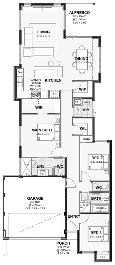 Montana — 3x2, 10m lot home design floor plan, Perth