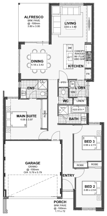 Huxley — 3x2, 10m lot home design floor plan, Perth