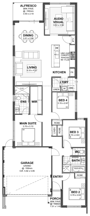 Vortex — 4x2, 10m lot home design floor plan, Perth