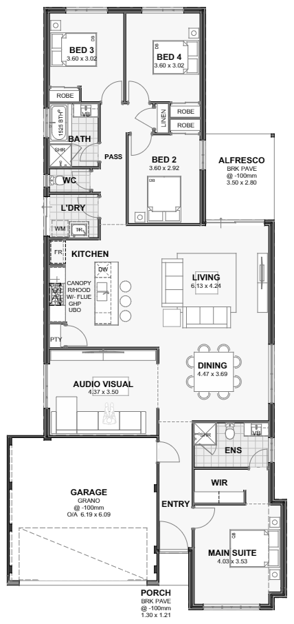 Dakota — 4x2, 12.5m lot home design floor plan, Perth