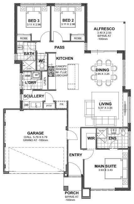 Tempest — 3x2, 12.5m lot home design floor plan, Perth