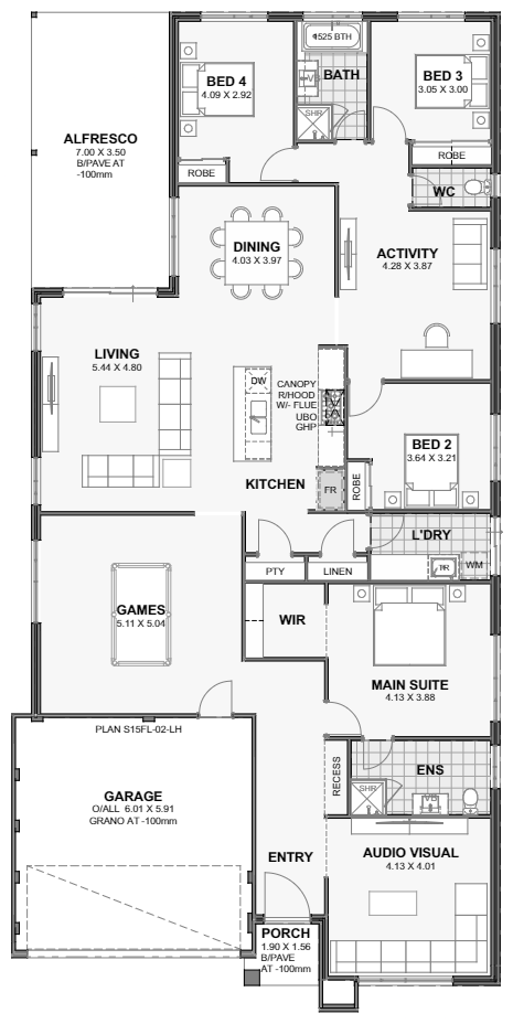 Fuji — 4x2, 14m lot home design floor plan, Perth