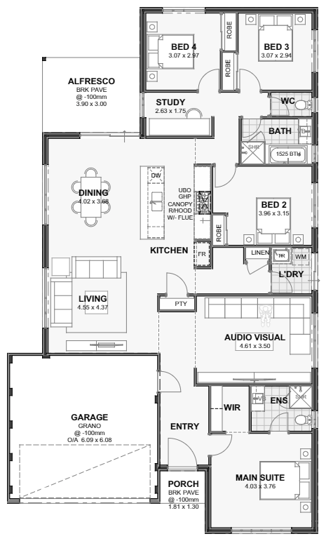 Onyx — 4x2, 14m lot home design floor plan, Perth