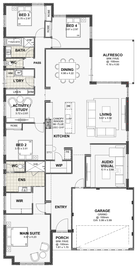 Chianti — 4x2, 15m lot home design floor plan, Perth