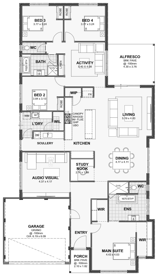 Bayport — 4x2, 15m lot home design floor plan, Perth