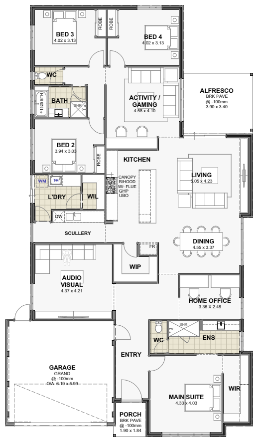 Wyndham — 4x2, 15m lot home design floor plan, Perth