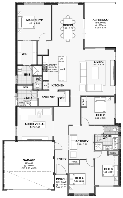 Sorrento — 4x2, 15m lot home design floor plan, Perth