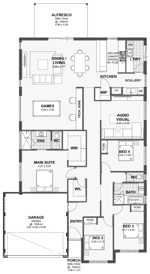 Noto — 4x2, 15m lot home design floor plan, Perth