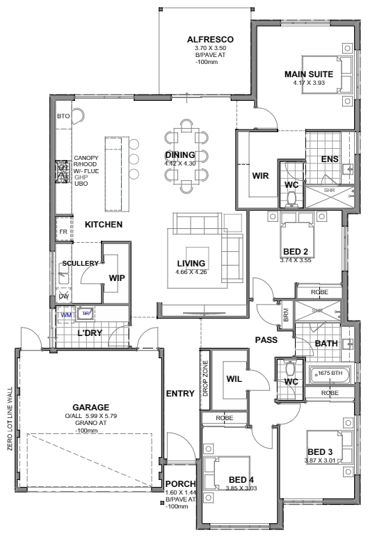 Aurora — 4x2, 15m lot home design floor plan, Perth