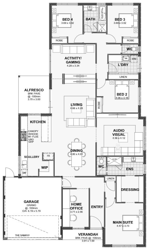 Samaya III — 4x2, 15m lot home design floor plan, Perth