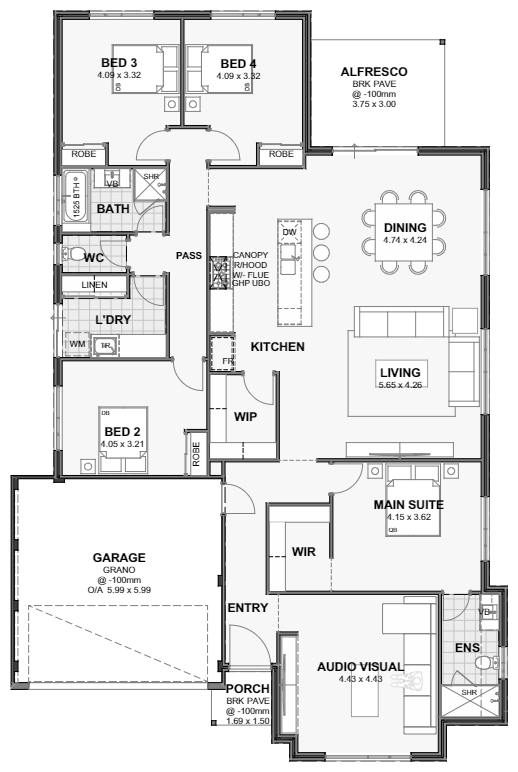 Ashoka — 4x2, 15m lot home design floor plan, Perth