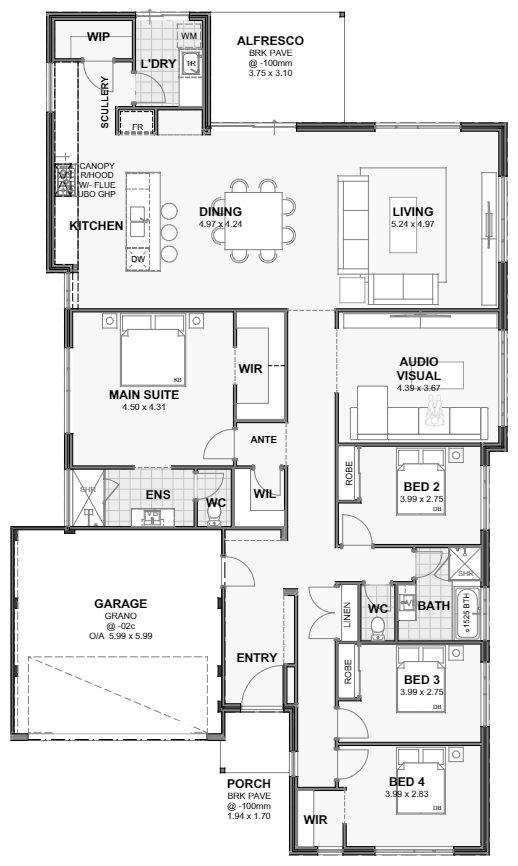 Newport — 4x2, 15m lot home design floor plan, Perth
