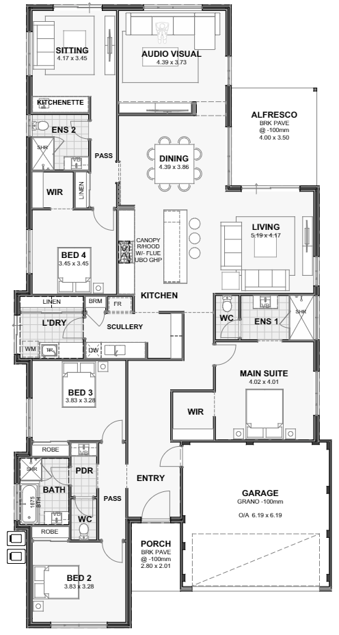 Fuji-San — 4x3, 15m lot home design floor plan, Perth