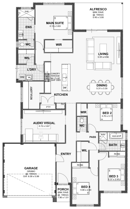 Dynamo — 4x2, 15m lot home design floor plan, Perth