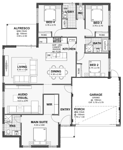 Ultimo — 4x2, 15m lot home design floor plan, Perth