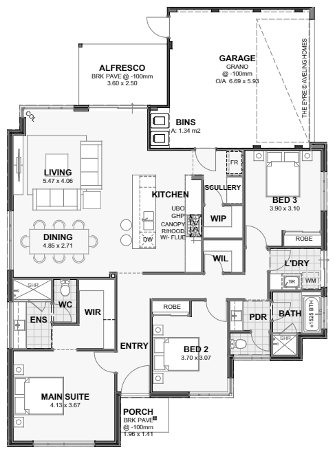Eyre — 3x2 corner lot home design floor plan, Perth