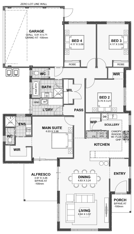 Flinders — 4x2 corner lot home design floor plan, Perth