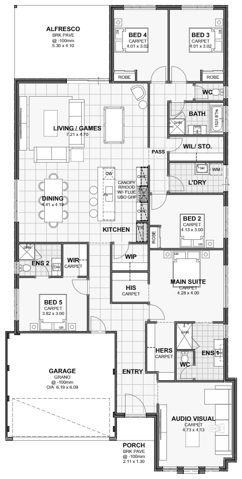 Big Sky — 5x3, 15m lot home design floor plan, Perth