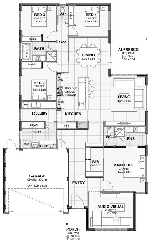 New Horizon — 4x2, 15m lot home design floor plan, Perth
