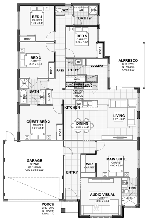 Max — 5x3, 15m lot home design floor plan, Perth