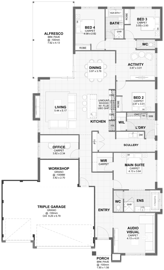 Paramount — 4x2, 18m lot home design floor plan, Perth